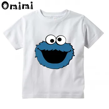 Vaikams, Cartoon Sesame Street COOKIE MONSTER Dizaino Marškinėliai Berniukams/Mergaitėms Kawaii trumpomis Rankovėmis Viršūnes Vaikų Juokingi Marškinėliai,ooo3068