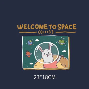 Vaikų mėgstamiausių kosminę stotį kosmoso modelį šilumos perdavimo ketaus šildymo PASIDARYK pats dekoratyvinis T-shirt vinilo animacinių filmų gyvūnų lipdukai 67108