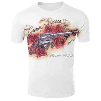Vasaros atsitiktinis mados ginklą raudona rožė 3D spausdinimo T-shirt kaukolė serijos hip-hop, punk rock moterų ir vyrų T-shirt vaiskiai balta T-shirt 63563
