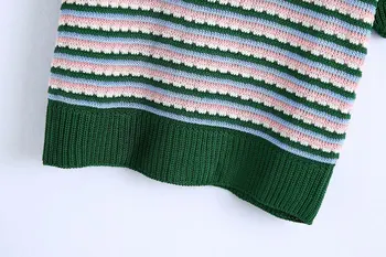 Vasaros Papuošalai Mygtuką Megzti POLO Marškinėliai Dryžuotas Moterų Liemenė 2021 Naujas Harajuku Stiliumi Moterų Topai