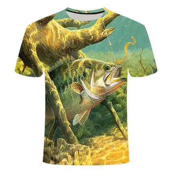 Vasaros Vėliau kaip 2021 M. Žuvų Lauko T-Shirt Vyrams Cool 3D Spausdinimo Žvejybos Vyrai Trumpas Viršūnes Ocollar Atsitiktinis Vyrų Žvejybos T-shirt Poissons 96235
