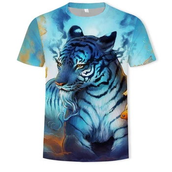Vasarą, 2021, vyrai ir moterys, 3D atspausdintas kietas tigras, liūtas T-shirt O apykaklė patogi laukinių trumpomis rankovėmis T-shirt 17224