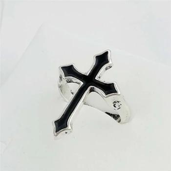 Vintage Black Cross Žiedas Rodomojo Piršto Žiedą Harajuku Punk Stiliaus Reguliuojamas Atidaryti Papuošalai Moterims, Šalies Vyrų Madinga 94153