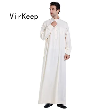 Visą rankovės Musulmonų Vyrų Jubba Thobe Islamo Arabų Kaftan Kratinys Rūbeliai Retro Dubajus, Saudo Arabija ramadanas suknelė plius dydis VKDR2480 130917
