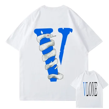 VLONE vyrų marškinėliai medvilnė, streetwear moteriški marškinėliai 2021 m. vasarą trumpomis rankovėmis prekės harajuku hip-hop marškinėlius Viper gyvatę 104227