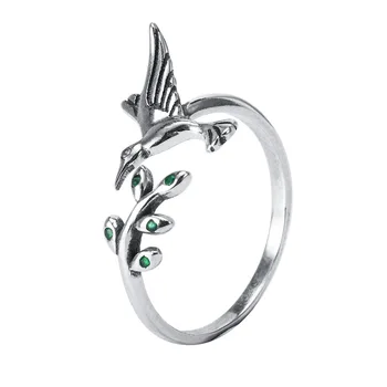 Volta Van Moterų Žiedai 925 Sterlingas Sidabro Cirkonis Fine Jewelry 2021 Naujas Hummingbird Madinga, Elegantiška Trumpa Atidarymo Dizaino Žiedai 195964