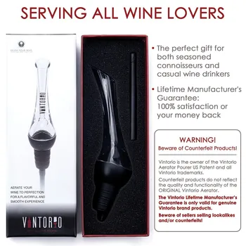 Vyno Aeratorius Mediniai Premium Gazavimo Mediniai ir Decanter Snapelis (Black), Virtuvės įrankių priedai, Rankiniai įrankiai, #20 120397