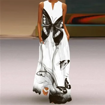 WAYOFLOVE Mados Spausdinti Vasaros Paplūdimio Suknelė 2021 Atsitiktinis Elegantiškas Ilgas Suknelės Moteris Šalis Rankovių Plius Dydis Vintage Suknelė Moterims 1285