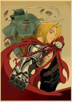 WTQ Fullmetal Alchemist Drobės Tapybos Anime Plakatas Japonų Animacinių filmų, Komiksų Retro Plakato Sienų Dekoras Sienos paveiksl Namų Dekoro 165392