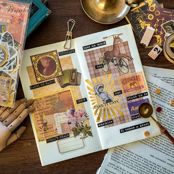 XINAHER 60 Vnt./daug Senovinių aukso Renesanso serijos popierius, lipdukas rinkinį 