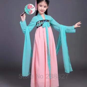 XinHuaEase Vaikų Senovės Kinų Stiliaus Apranga Tradicinė Suknelė Vaikams Pasakų Mergaitės Pagerėjo Ru Sijonas Šokio Spektaklis 16991