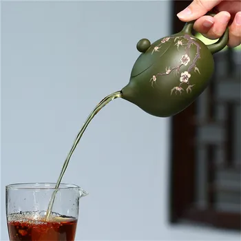Yixing arbatos puodą raudonos molio filtras Xishi virdulys Raw rūdos Žalia purvo Arbatos rinkinys Rankų darbo grožio virdulys Arbatos ceremonija prekių 240ml 80284