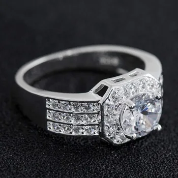 YKD10 925 sidabro Klasikinis Vestuvinis Žiedas Balta Kubinis Cirkonis Moterų Moterų Vestuvių Juostoje Žiedai, Papuošalai