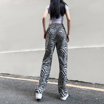 Zebras Spausdinti Harajuku Krovinių Kelnės Capri Moterims Y2K Derliaus Atsitiktinis Baggy Aukšto Juosmens Poilsiu Sweatpants Kelnės Streetwear Iamhotty