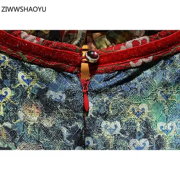 ZIWWSHAOYU 2021 m. Vasarą Moteris Mados Derliaus Lotus Rankovės Mini Suknelė Lankas Ju Siūlų Slim Spausdinti Maivymasis Elegantiškas A-Line Dresses