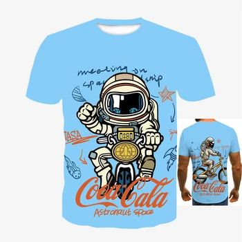 Įdomu Vyrai 3d Astronautas Spausdinti marškinėliai Topai Trumpas Rankovės Atsitiktinis T Marškinėliai Mados Harajuku Negabaritinių marškinėliai