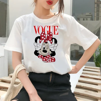 Šiek tiek Velnias Minnie Mouse moteriški marškinėliai Vasaros 2021 Naujas Mados Disney Drabužių Edgy Dizaino Marškinėliai Moteriška Kawaii Grafinis 56616