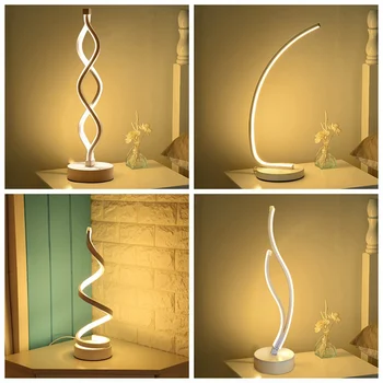 Šiuolaikinių LED Stalo Lempa Geležies Naktinės Šviesos Stalo Lempos Spiralė Banga Pritemdomi Miegamasis Nakties Šviesos Namų Apšvietimo Šviestuvas