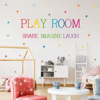 žaidimų kambarys pasidalinti įsivaizduoti, juoktis Sienų Lipdukai Vaikų Kambariai, Miegamasis Namų Dekoracijas 