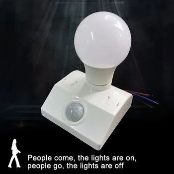 Žmogaus kūno infraraudonųjų spindulių jutiklį, lempos laikiklis LED 110V, 220V E27 sąsaja PIR judesio jutiklis-jungiklis buities LED automatinis jungiklis 24906