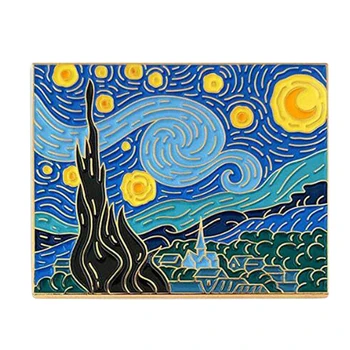 Žvaigždėtą Naktį Tapybos Emalio Pin Van Gogho Meno Kolekcija Dovana 65459