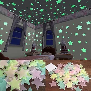 100/40Pcs Lipdukai 3D Švyti Tamsoje Žvaigždžių Lubų, Sienų Lipdukai Mielas Gyvenimo Namų Kūrybos Švyti Žvaigždės, Lipdukai, Dekoras