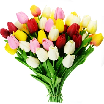 10vnt grožio Nekilnojamojo touch gėlės latekso Tulpės Dirbtinių gėlių Puokštė Netikrą gėlių nuotakos puokštė papuošti gėlės vestuvėms