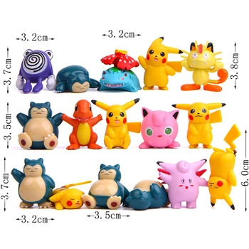 17pcs/daug Kawaii Pokemon Pikachu Poliwhirl Jigglypuff Venusaur Žaislai PVC Veiksmų Skaičiai Žaislai 