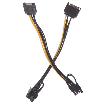 1pc 15pin SATA Vyras į 8pin(6+2) PCI-E Maitinimo Kabelių 20cm SATA Kabelis, 15-pin 8 pin kabelis Viela Grafikos Kortelės