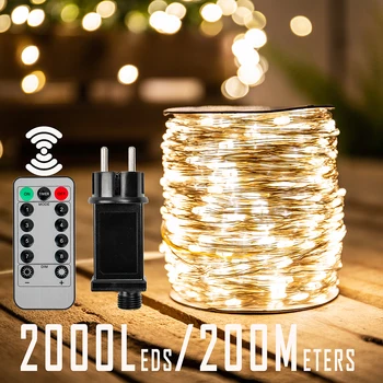 200Meters 2000LEDs LED Pasakų String Žiburiai Kalėdų Ramadanas Atostogų Šalis Vestuvių Girliandą Apdailos Lauko Žibintai