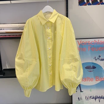 2020 m. Rudenį Ilgai Burbulas Rankovėmis Dryžuotas Marškinėliai Moterų Prarasti Visas Rungtynes, Atvartas Palaidinė Moterų Apsaugos nuo Saulės Drabužius Viršuje Blusas