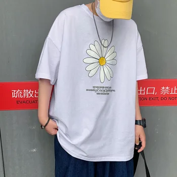2020 metų Vyrų Vasaros Floower Harajuku T-shirts Vyras INS Atsitiktinis Japonijos Streetwear Tshirts Vyrų korėjos Medvilnės Drabužius 4XL