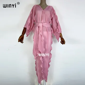 2021 Afrikos Plisuotos Suknelė moterų geometrinis spausdinimo ilgomis rankovėmis negabaritinių apvalios kaklo laukinių spalvų kontrastas Casol vasaros mados