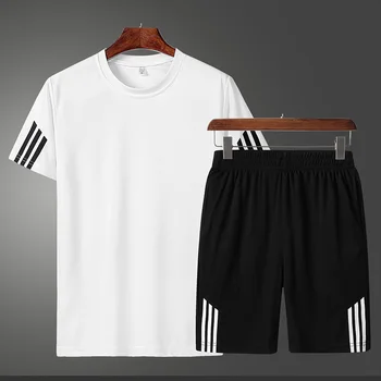 2021 m. vasaros sporto naujas mados veikia fitneso greitai džiūsta trumpas rankovės marškinėliai šortai vyriški 2-piece set