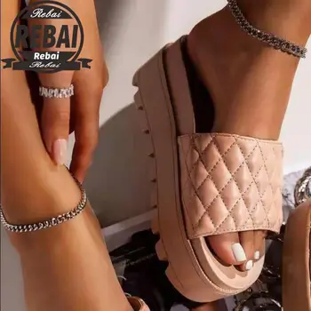 2021 M. Vasarą Naujų Moterų Sandalai Vientisos Spalvos Atidaryti Tne Austi Sandalai Lauko Paplūdimio Batai Plius Dydis 35-43 Zapatillas Mujer Casa Karšto