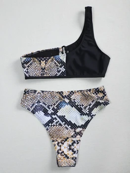 2021 Nauja Peties Push up Bikinis Seksualus Serpentine Sujungimas Moterų maudymosi kostiumėlį Aukšto Juosmens maudymosi Kostiumėliai Moterims, maudymosi kostiumas, Paplūdimio drabužiai