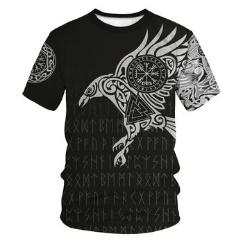 2021 nauja Viking simbolis 3D skaitmeninis spausdinimas T-shirt Harajuku stiliaus vyriški gatvės hip-hop ' vyrų ir moterų trumpomis rankovėmis