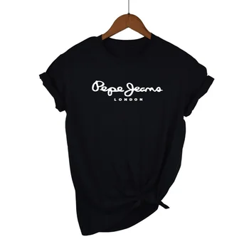 2021 Naujausias Pepe-Jeans-Londonas Logotipas Marškinėliai Vasaros Moterų trumpomis Rankovėmis Populiarus Tees Marškinėliai Topai Unisex