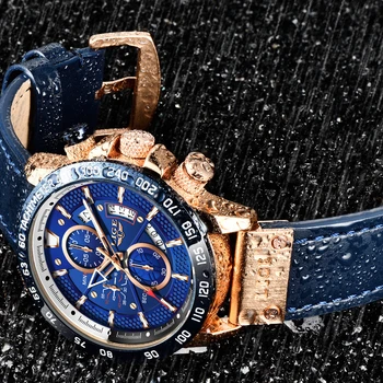 2021New LIGE Atsitiktinis Sporto Laikrodžiai Vyrams Blue Top Brand Prabanga Karinės Odinis Riešo Žiūrėti Žmogus Laikrodis Mados Chronograph Laikrodis