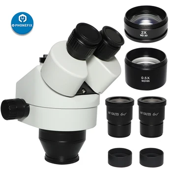 3.5 X-90X vienu metu-Židinio Trinokulinis Mikroskopu Galvos WD 0,5 x 2.0 x Papildomas Objektyvas+ 10X 20X Okuliarai Telefono PCB Litavimas, Remontas