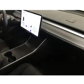 3D Anglies Pluoštas, Vinilas, Mediena Wrap Automobilio Salono prietaisų Skydelio Lipdukai Automobilio Lipdukas Reikmenys Tesla Modelis 3