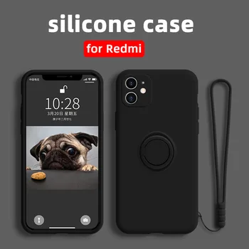 3IN1 Silikoninis Telefono dėklas, Skirtas Xiaomi Redmi Pastaba 9 8 7 Pro 9S 9C 10 Pro 9 8 10 T Lite Atveju Su Stovu Žiedo Laikiklio Dangtelį Minkštas Dirželis