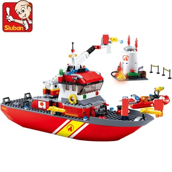 429Pcs Miesto Priešgaisrinės Policijos Jūrų Gelbėjimo Valtis Laivo Modelį, Statyba Blokai Rinkiniai Brinquedos Plytų Švietimo Žaislai Vaikams