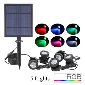 5 Galvos RGB Saulės IP65 LED Sodas, Baseinas Šviesos Lemputės Žemės Vejos Žibintai Vandeniui Lempos, Povandeninis Kraštovaizdis Kelias, Gatvių Apšvietimas,