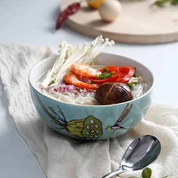 7 colių makaronų salotos dubenėlį jautienos makaronų dubenį asmenybės restoranas keraminiai stalo kūrybos ranka-dažytos buitinė sriuba bowl