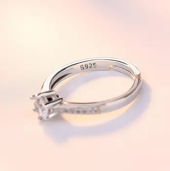 925 Sterlingas Sidabro Karšto Mados Klasikinis Vestuvinis Žiedas 6mm AAA CZ Cirkonis Žiedai Moterims anillos keičiamo dydžio S-R178