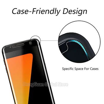 9H Lenktas Grūdintas Stiklas Samsung Galaxy S7 Krašto Juodojo Aukso Ekrano Dangtis Screen Protector Filmas