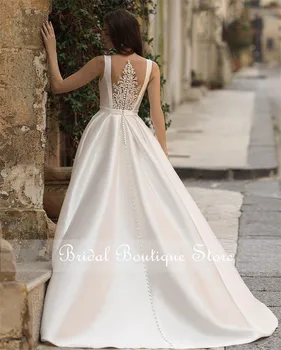 A-line Wedding Dresses 2021 Seksualus Atgal Rankovių Nuotakos Vestuvių Suknelė Vestidos De Noiva Plius Dydis Naujas