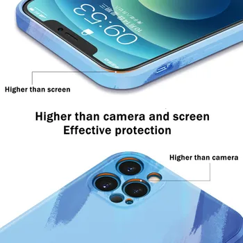 Akvarelė Gradientas Skystis, Silikoninis Telefono dėklas Skirtas iPhone 12 11 Pro Max X XR XS 7 8 Plus SE 2020 Aikštėje Rėmas Minkšti Apsaugoti Dangtis