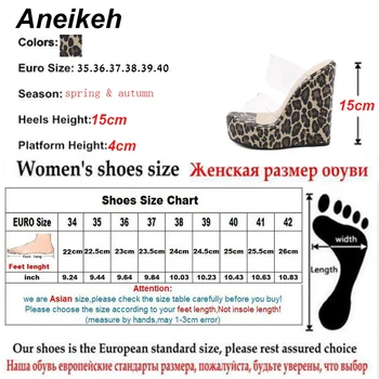 Aneikeh 2021 Mados PVC Platforma Leopard Grūdų Aukštakulnius Sandalus Seksualus Peep Toe Paslysti Ant Vasaros Moterų Mulų Paplūdimio Zapatos Mujer